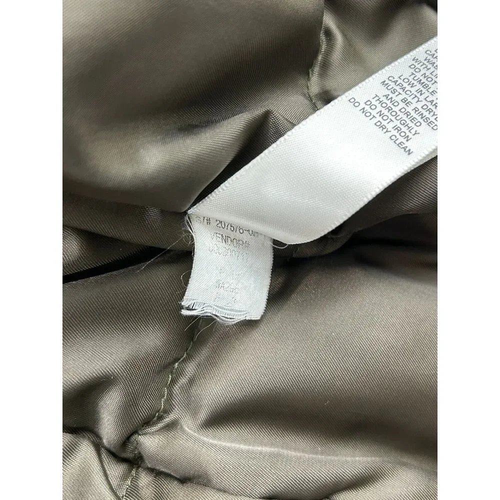 Banana Republic Women‎ M Army Green Puffer Jacket Water Resistant Hood Shearling